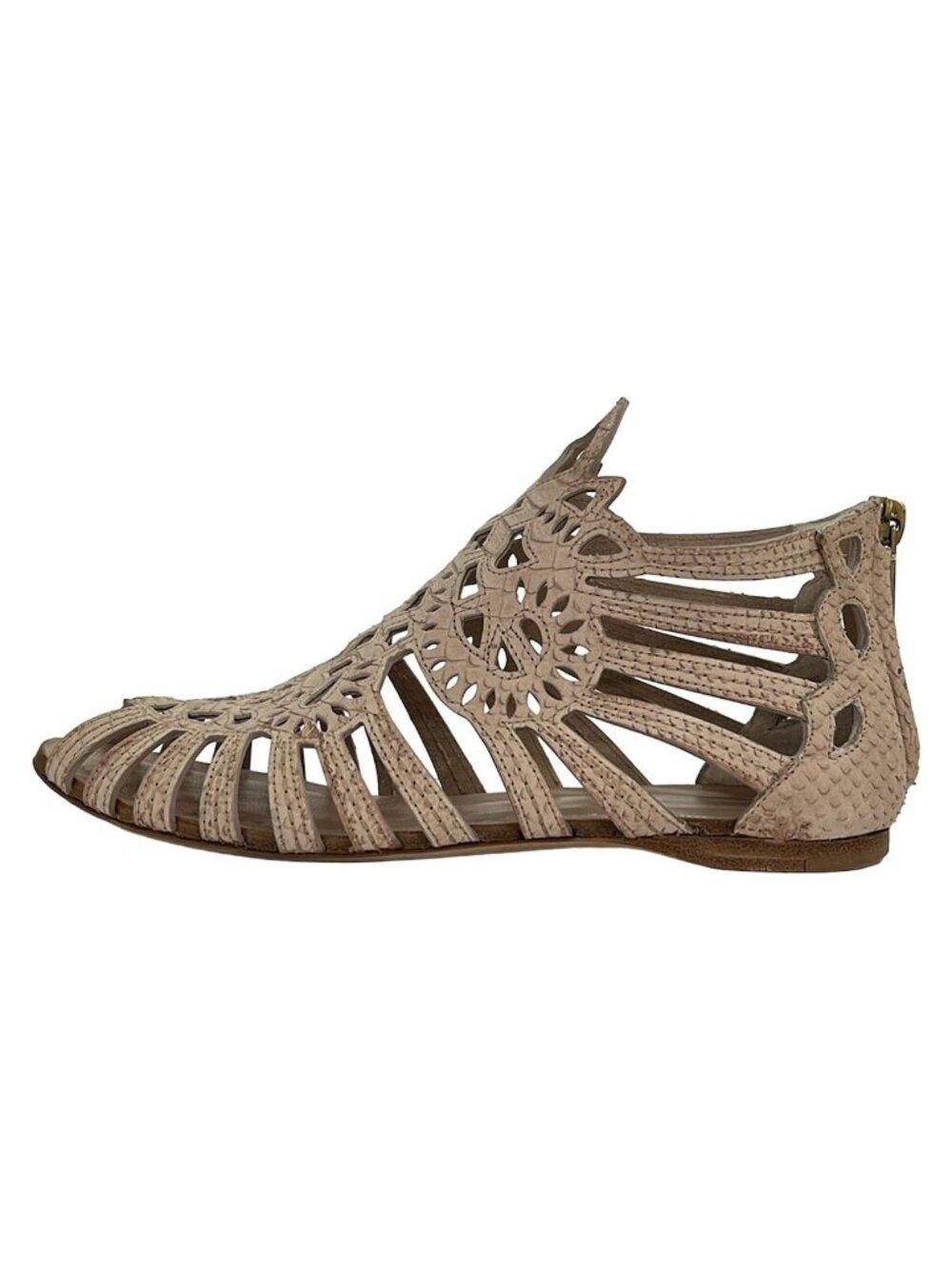 Dior Sandals Beige Cutwork Leather